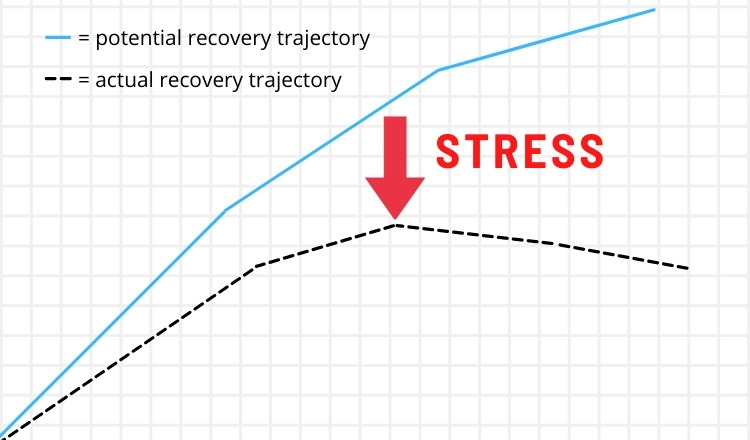 stress lowers the recovery trajectory